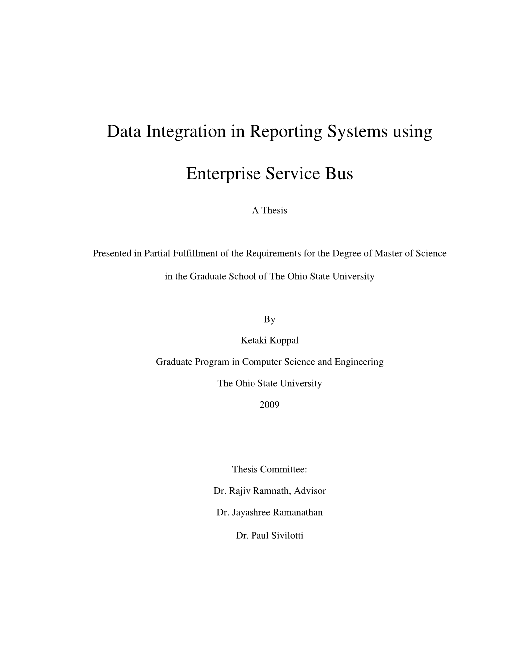 Data Integration in Reporting Systems Using Enterprise Service