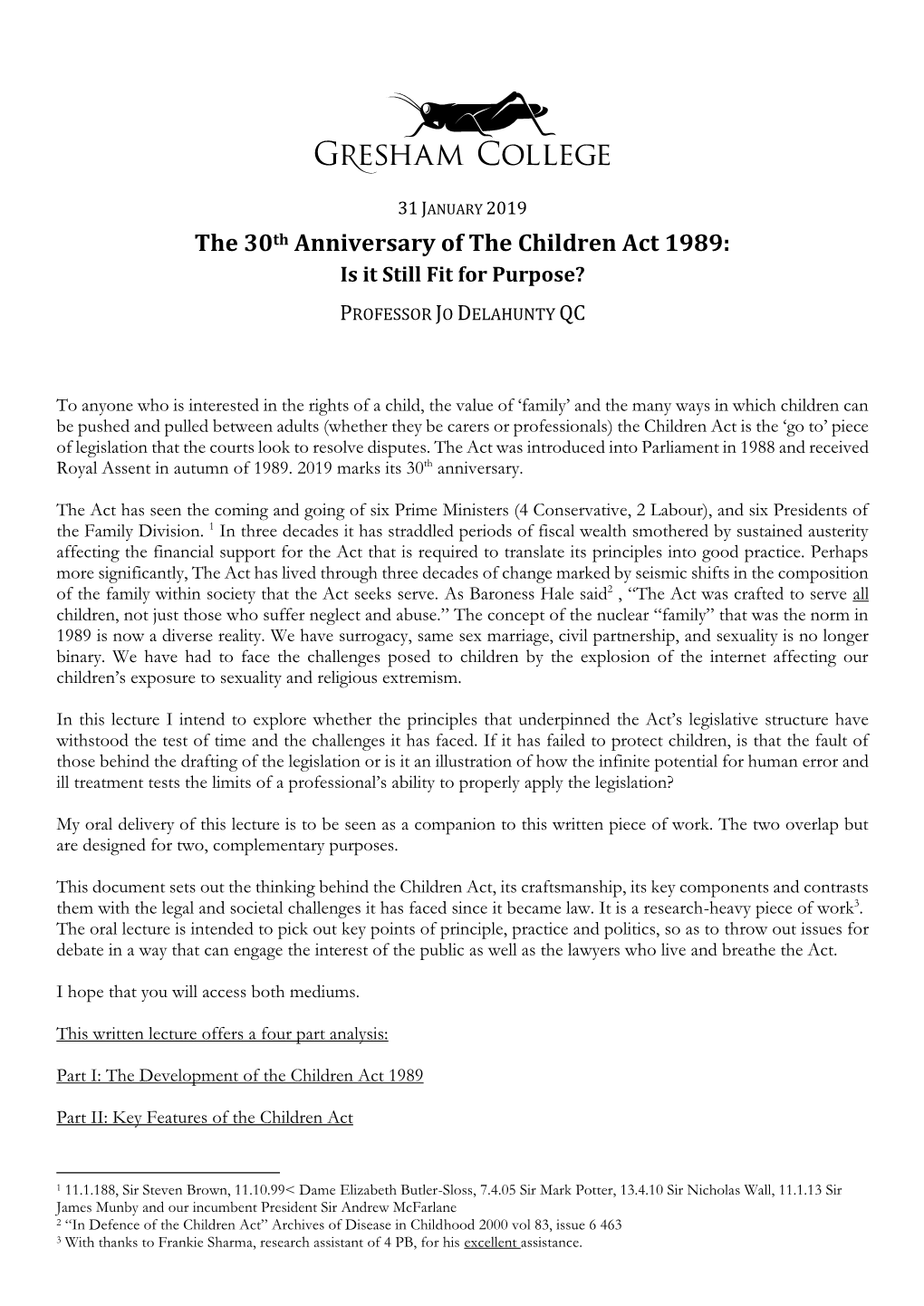 The 30Th Anniversary of the Children Act 1989: Is It Still Fit for Purpose?