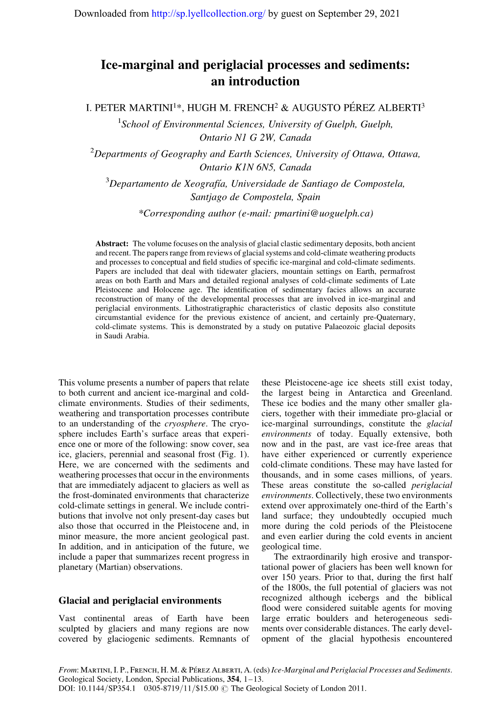 Ice-Marginal and Periglacial Processes and Sediments: an Introduction