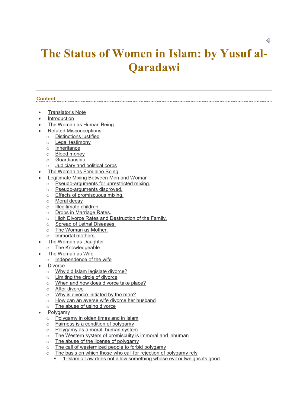 The Status of Women in Islam: by Yusuf Al- Qaradawi