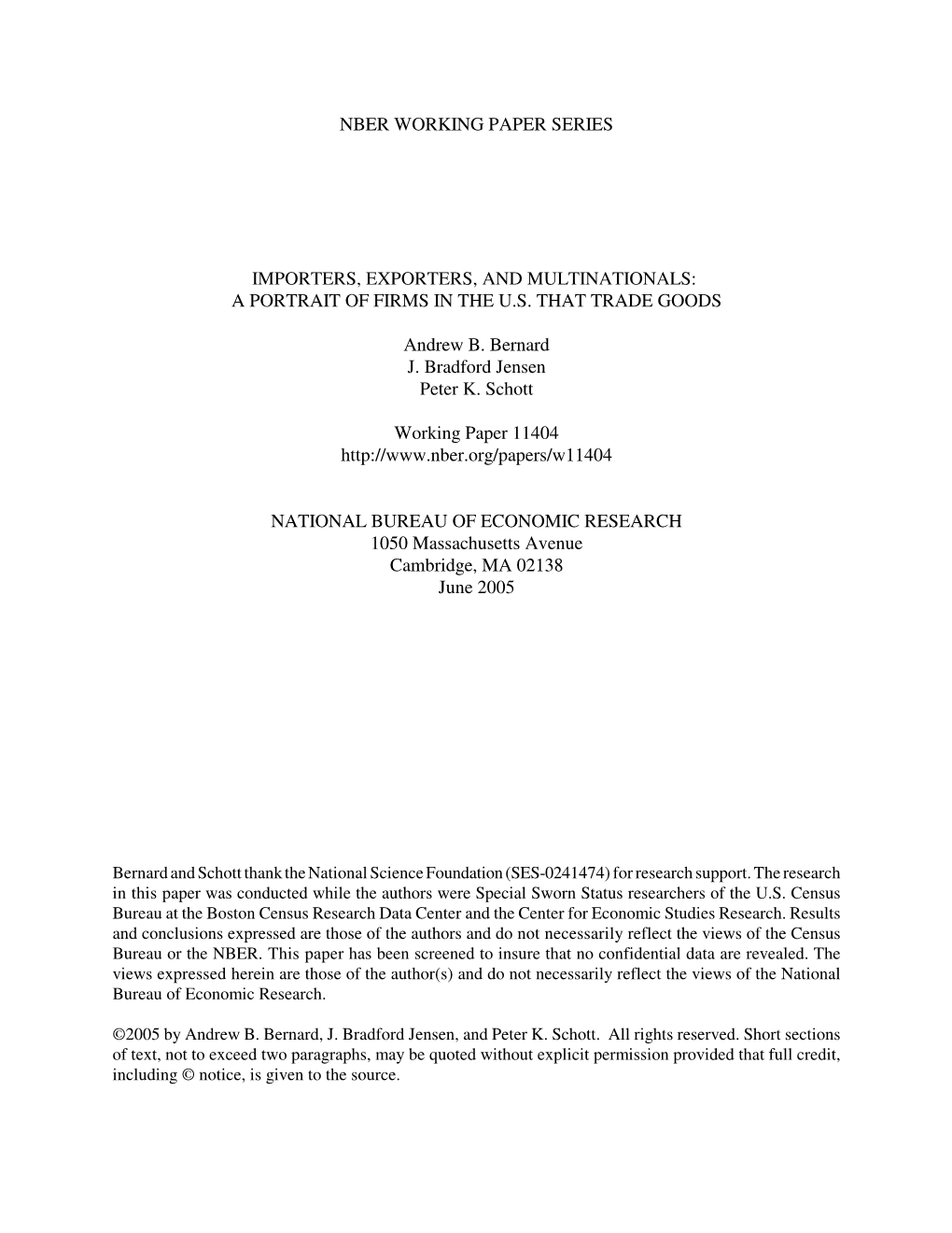 Importers, Exporters, and Multinationals: a Portrait of Firms in the U.S