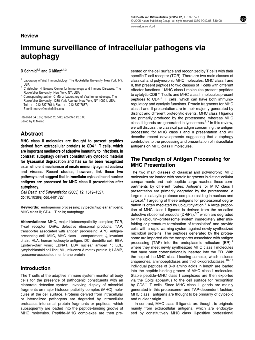 Immune Surveillance of Intracellular Pathogens Via Autophagy