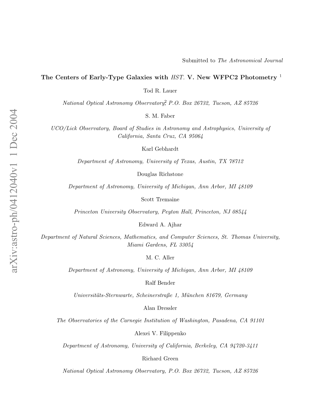 Arxiv:Astro-Ph/0412040V1 1 Dec 2004