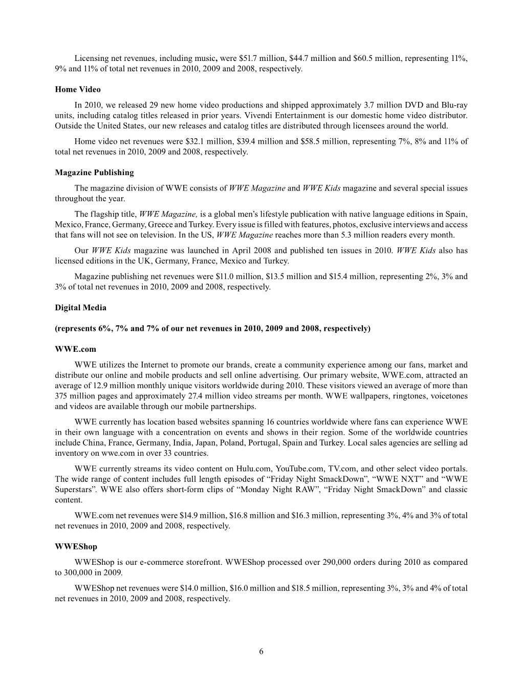 6 Licensing Net Revenues, Including Music, Were $51.7 Million, $44.7