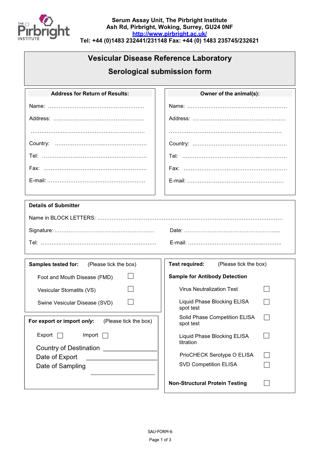 Sample Submission Form