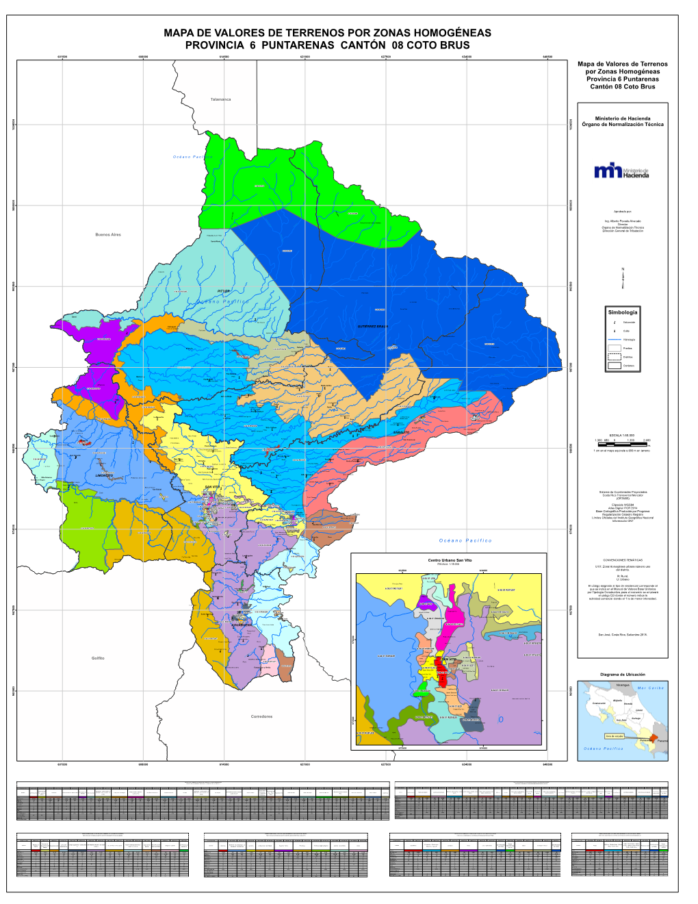 Mapa De Valores De Terrenos Por Zonas Homogéneas Provincia 6 Puntarenas Cantón 08 Coto Brus