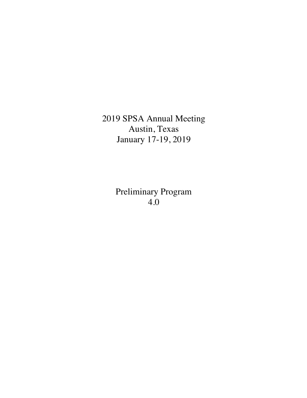 2019 SPSA Preliminary Program