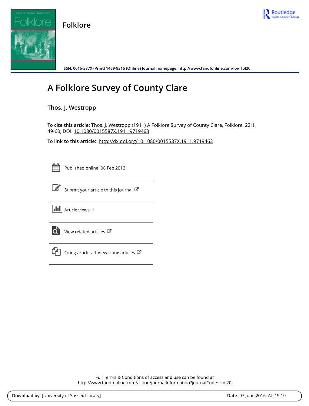 A Folklore Survey of County Clare