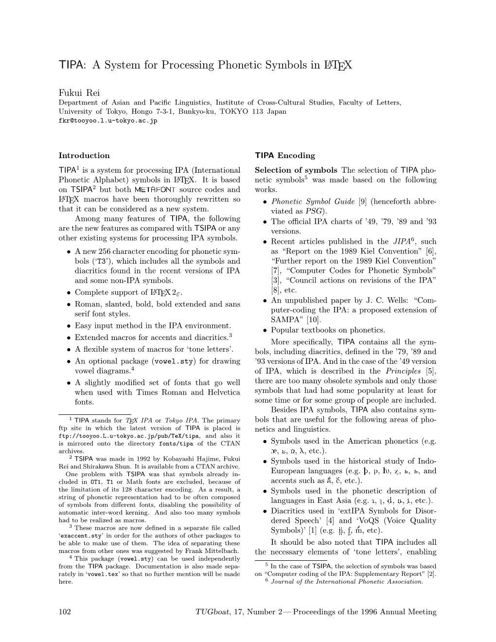 TIPA: a System for Processing Phonetic Symbols in LATEX