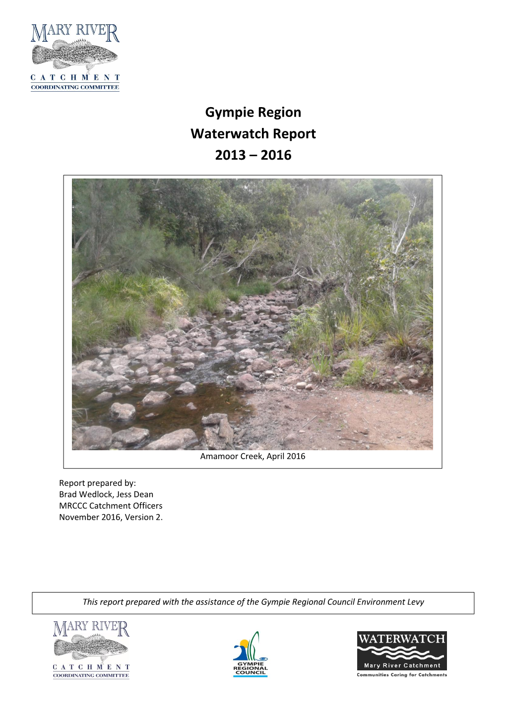 Gympie – Amamoor Waterwatch Report