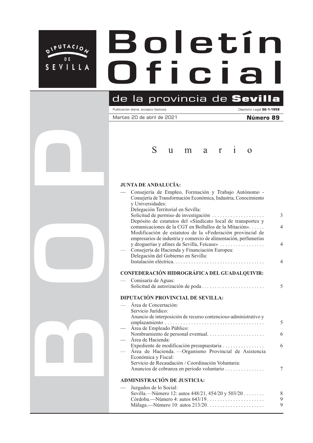 Modificación RPT BOP Nº 89 De 20 De Abril De 2021