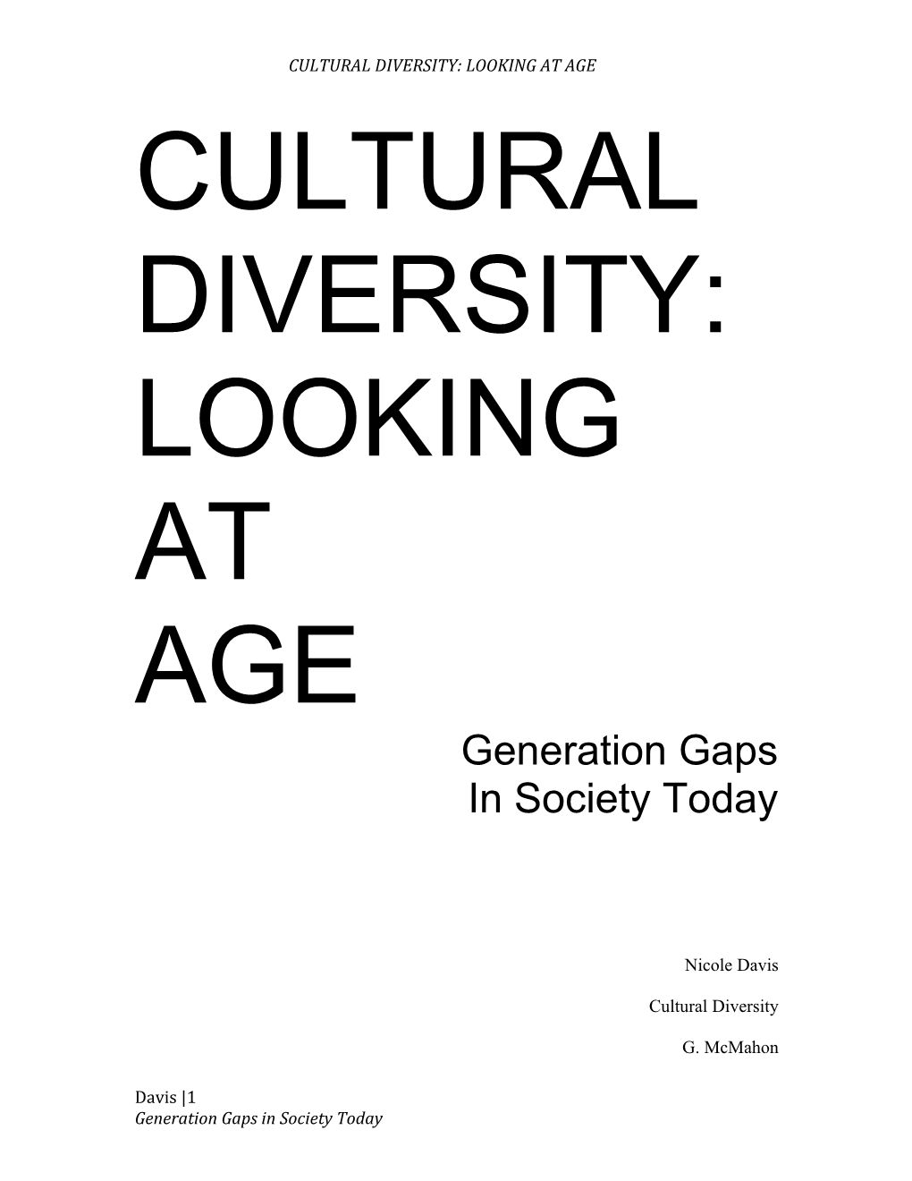 Cultural Diversity: Looking at Age