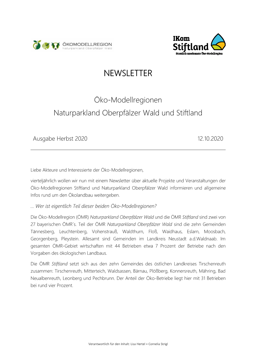 Öko-Modellregionen Naturparkland Oberpfälzer Wald Und Stiftland