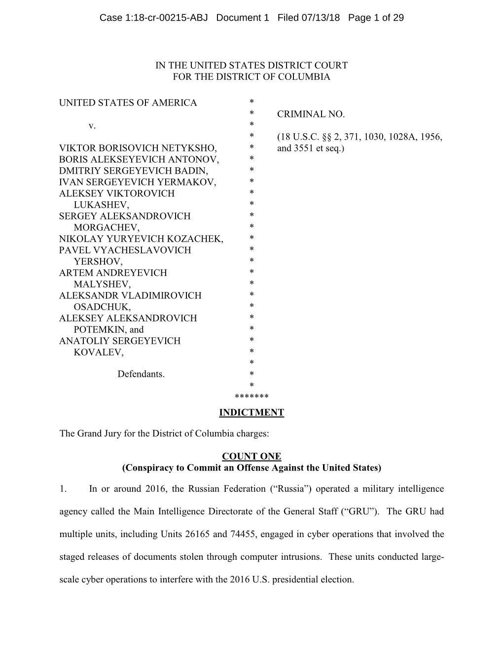 Case 1:18-Cr-00215-ABJ Document 1 Filed 07/13/18 Page 1 of 29