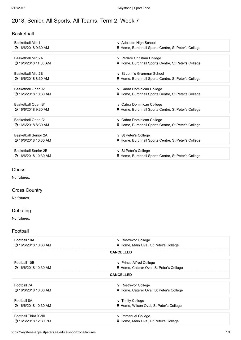 2018, Senior, All Sports, All Teams, Term 2, Week 7