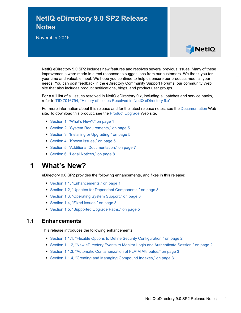Netiq Edirectory 9.0 SP2 Release Notes November 2016