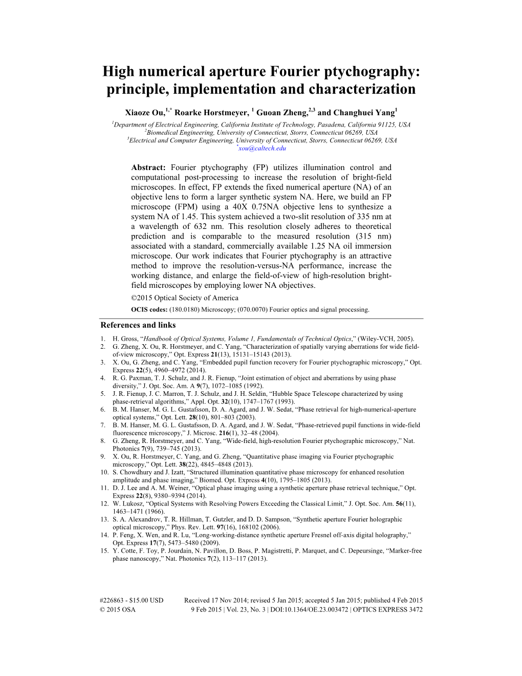 High Numerical Aperture Fourier Ptychography: Principle, Implementation and Characterization