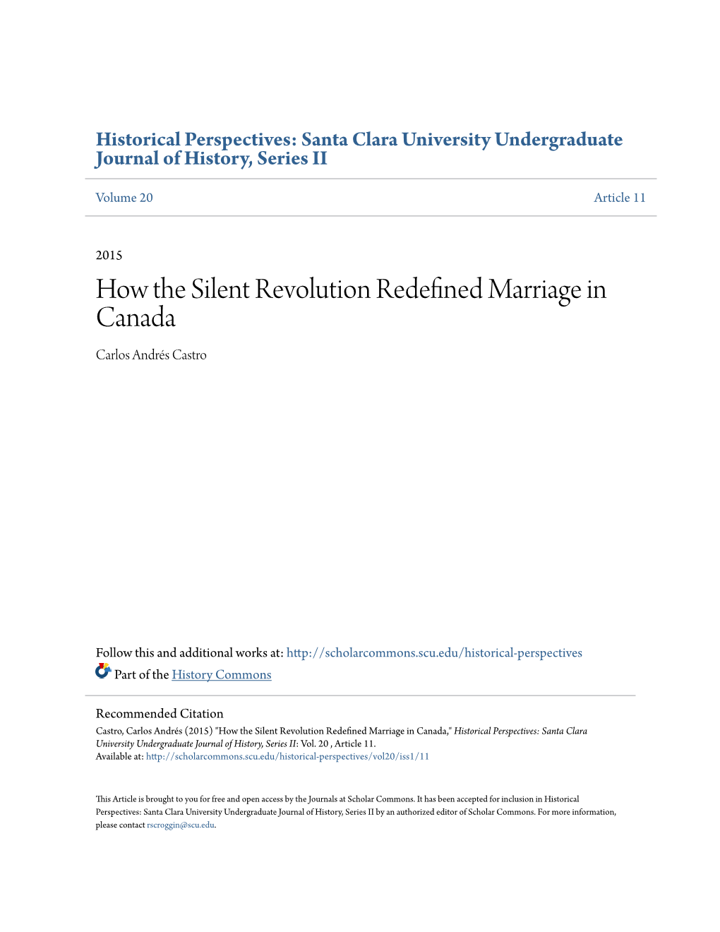 How the Silent Revolution Redefined Marriage in Canada,