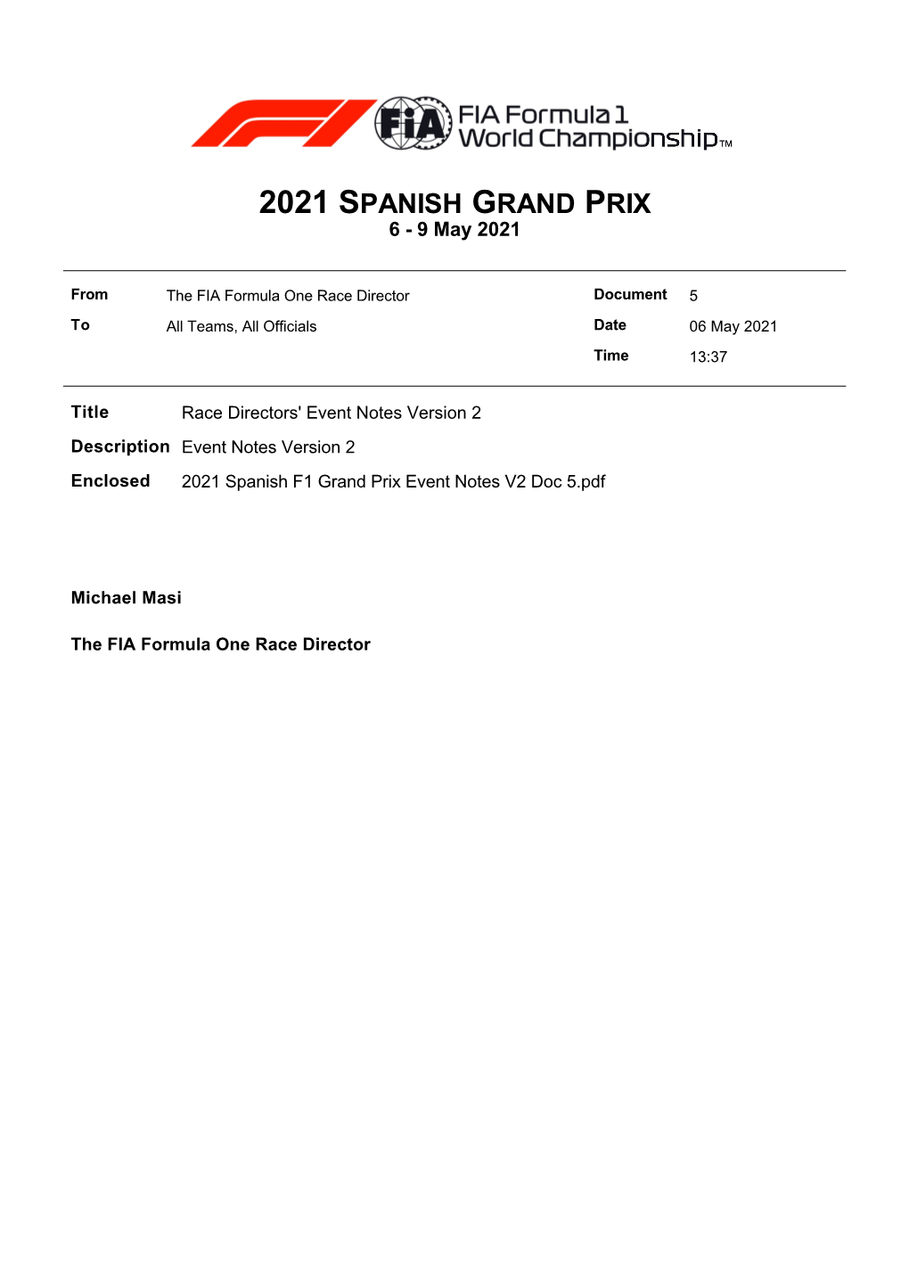 2021 SPANISH GRAND PRIX 6 - 9 May 2021