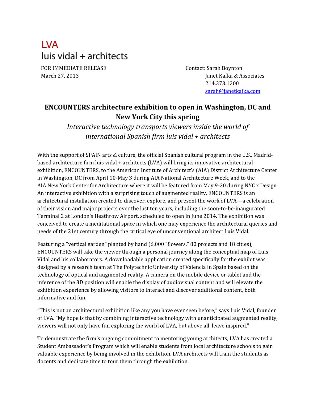 ENCOUNTERS Architecture Exhibition to Open in Washington, DC And