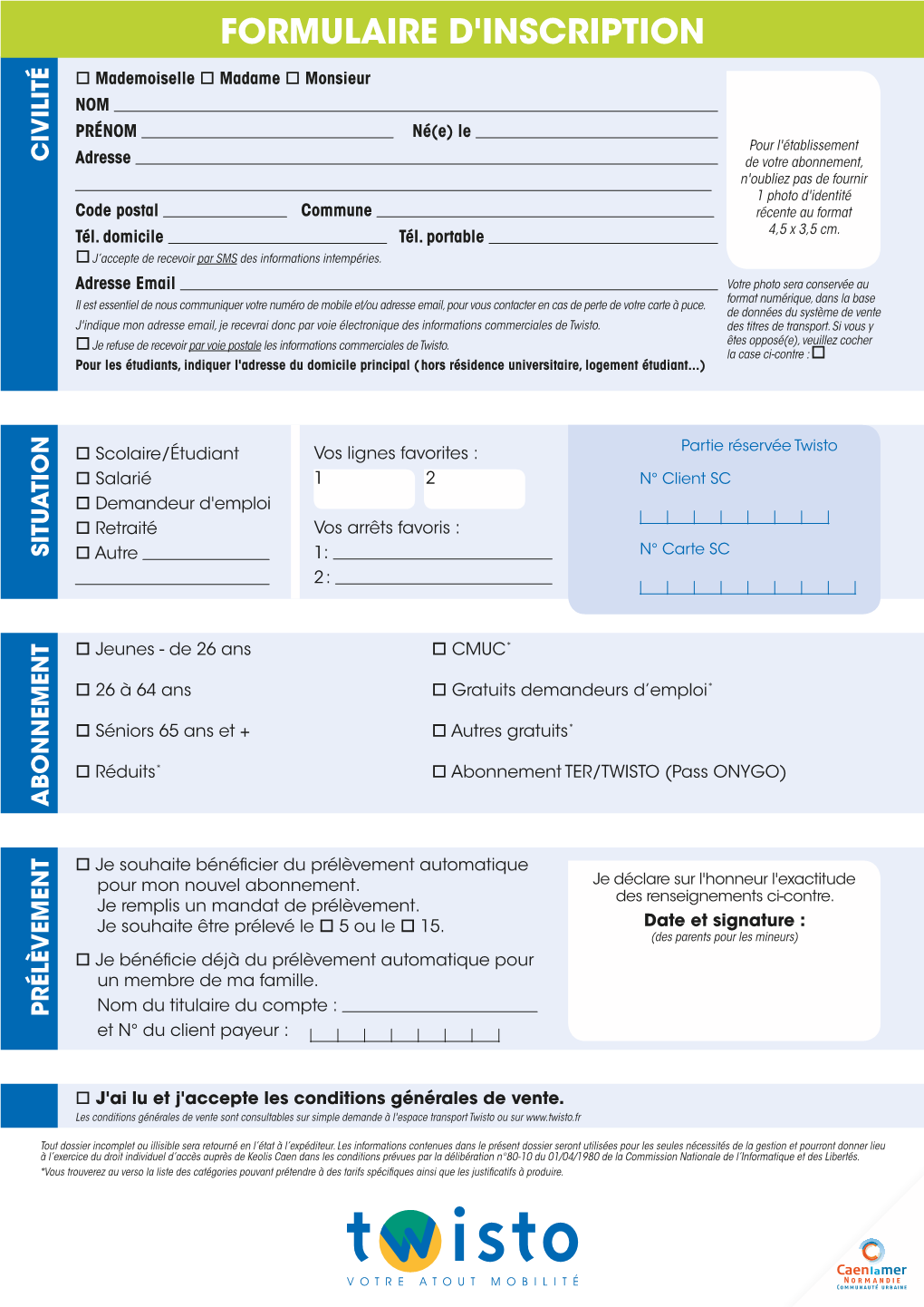 Formulaire D'inscription