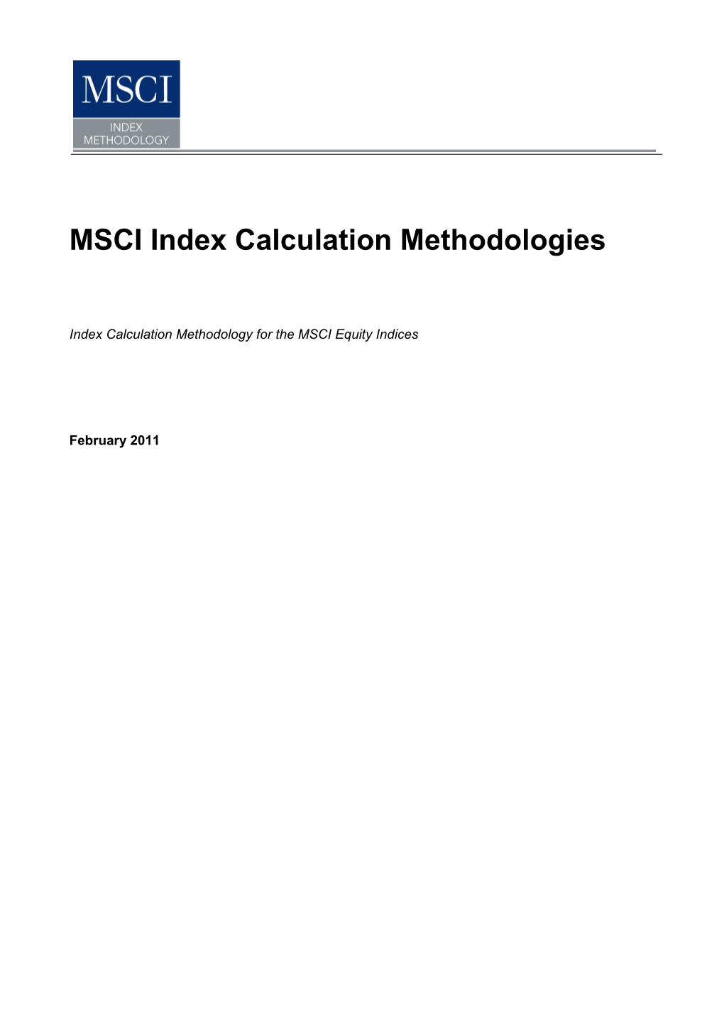 MSCI Index Calculation Methodologies