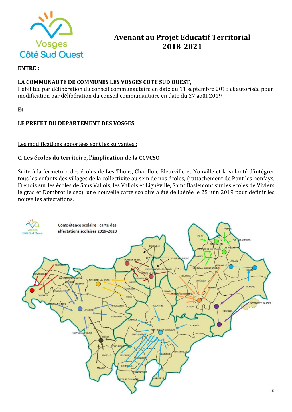 Avenant Au Projet Educatif Territorial 2018-2021