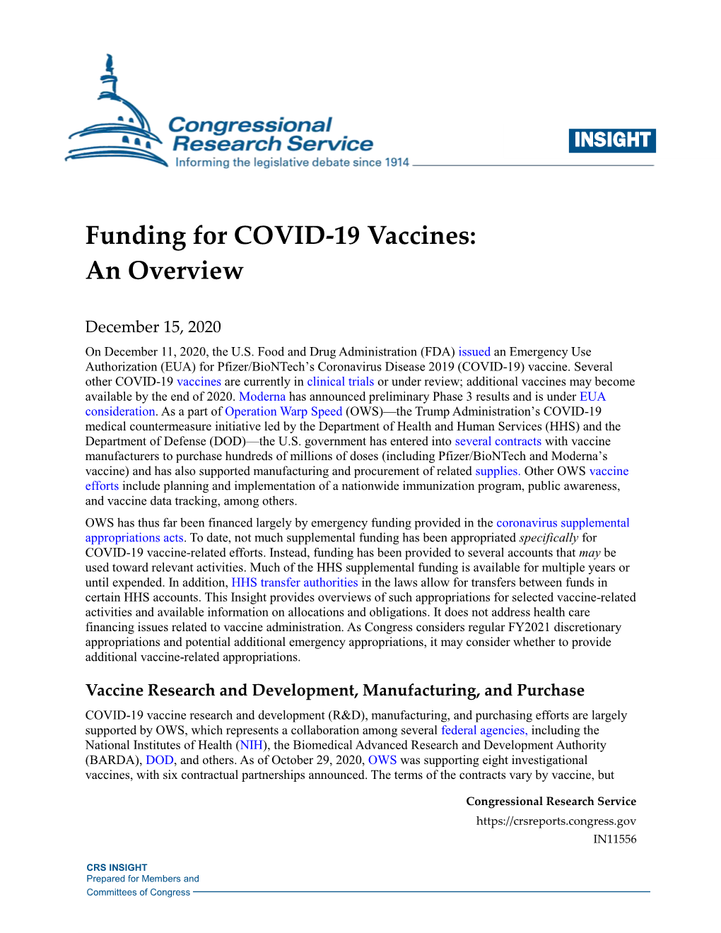 Funding for COVID-19 Vaccines: an Overview
