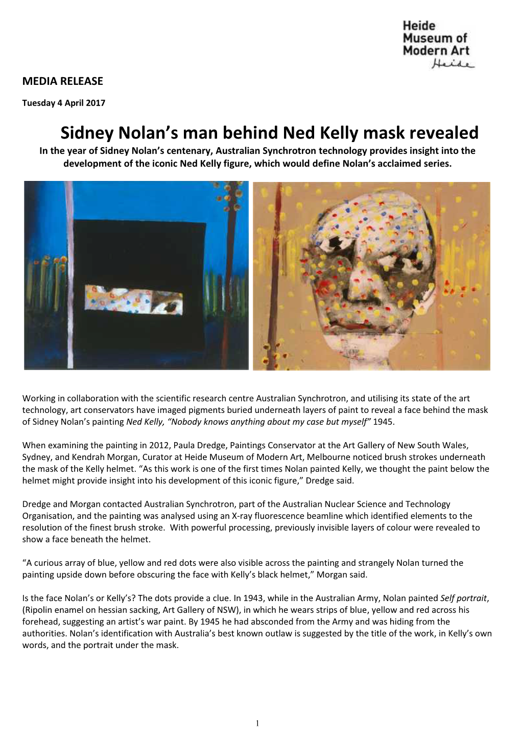 Sidney Nolan's Man Behind Ned Kelly Mask Revealed