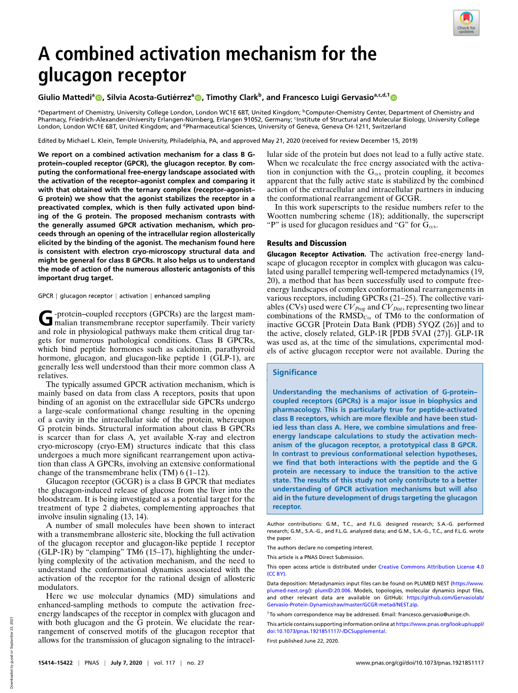 A Combined Activation Mechanism for the Glucagon Receptor