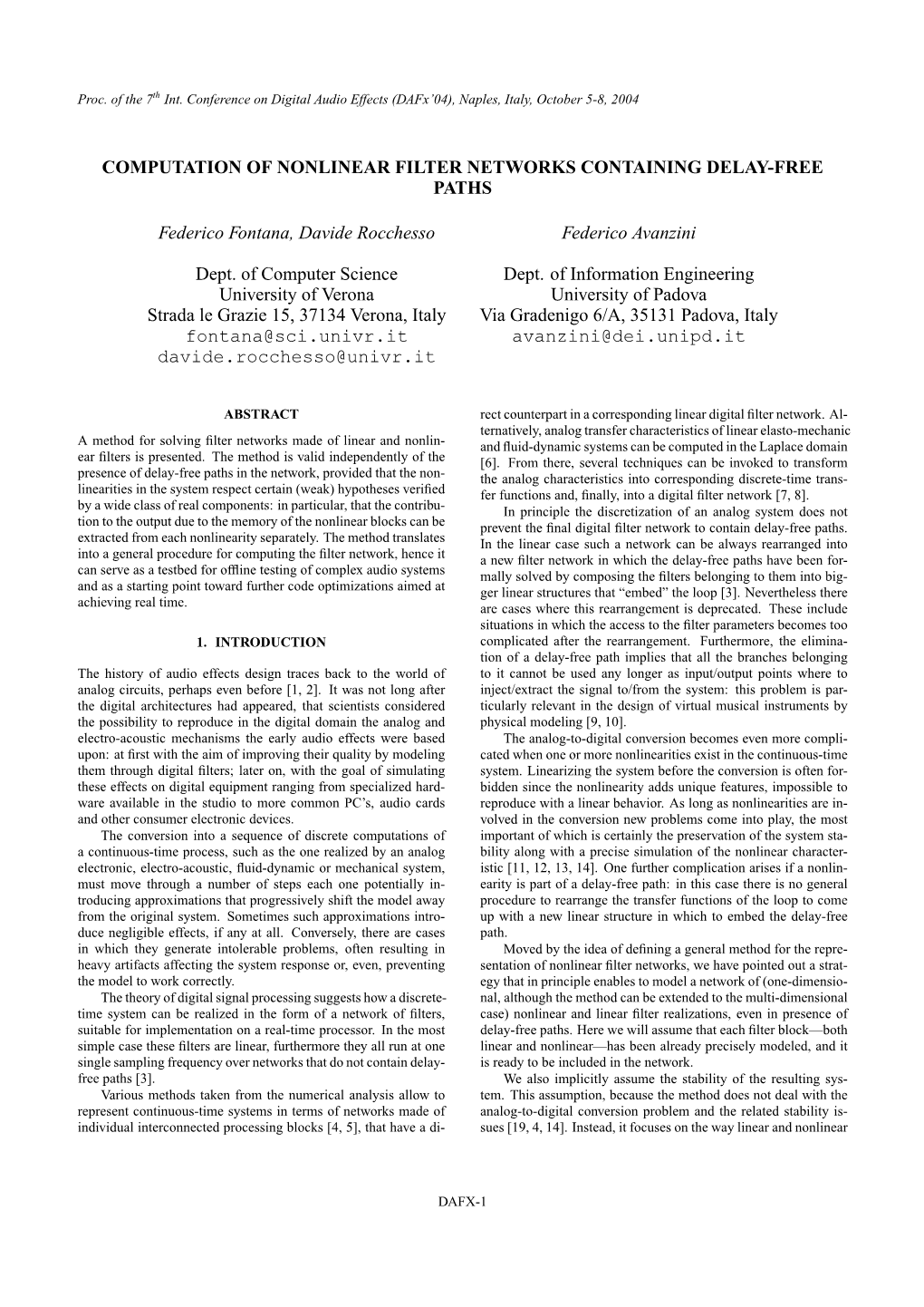 Computation of Nonlinear Filter Networks Containing Delay-Free Paths