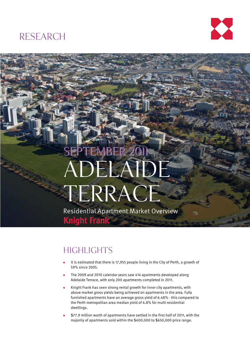 ADELAIDE TERRACE Residential Apartment Market Overview