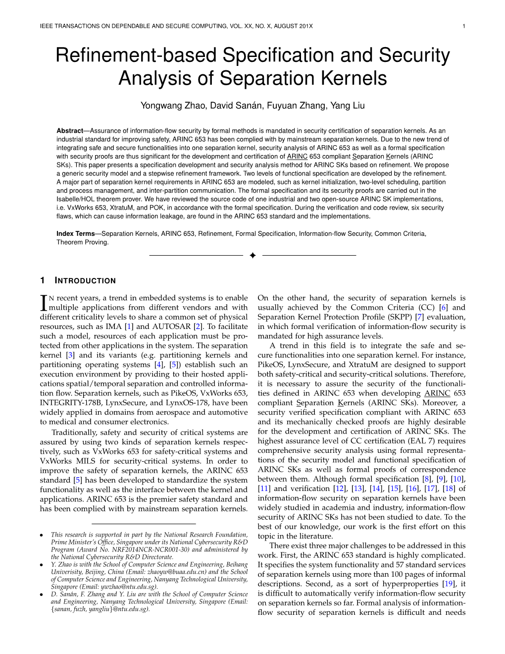 Refinement-Based Specification and Security Analysis of Separation