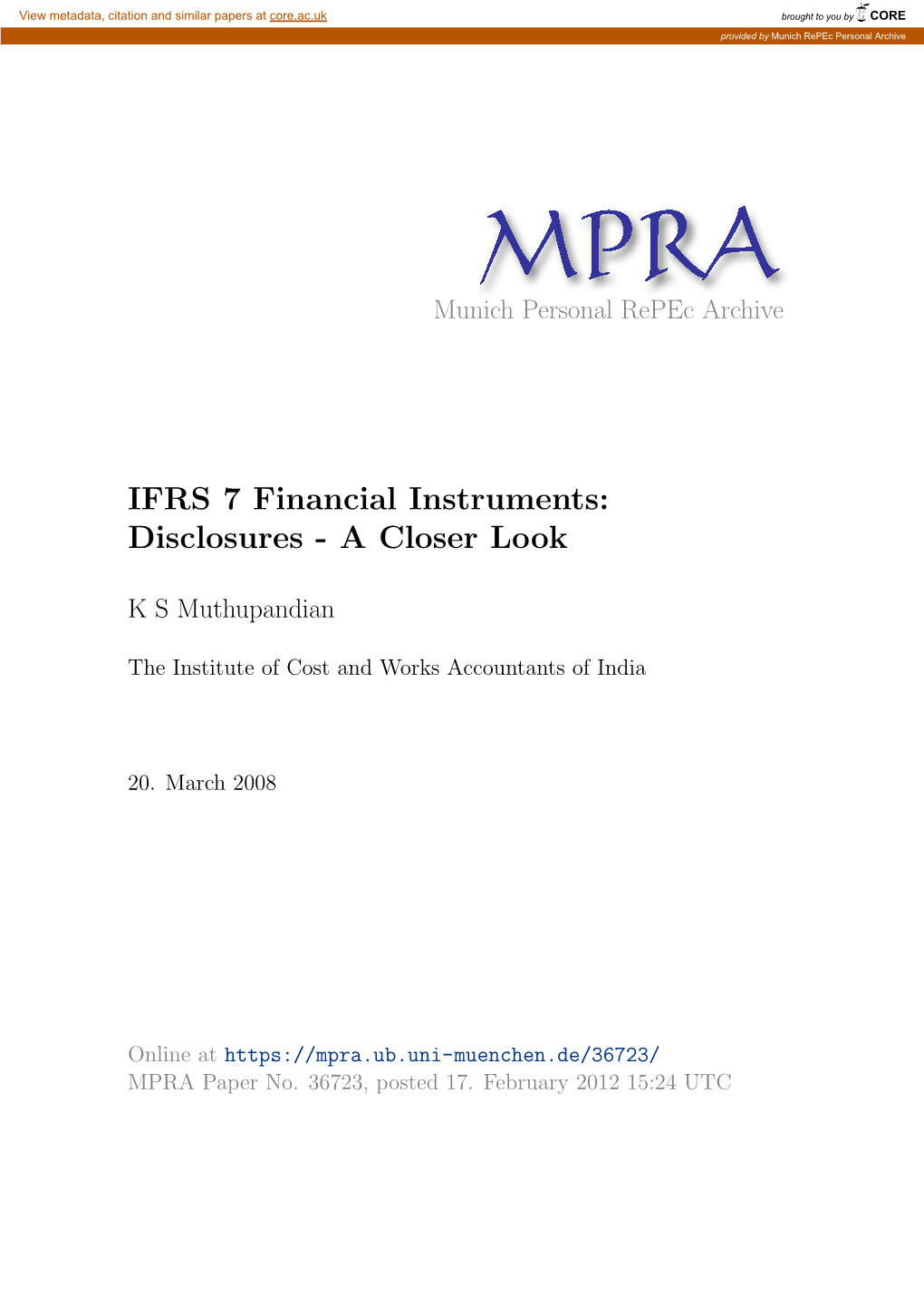 IFRS 7 Financial Instruments: Disclosures - a Closer Look