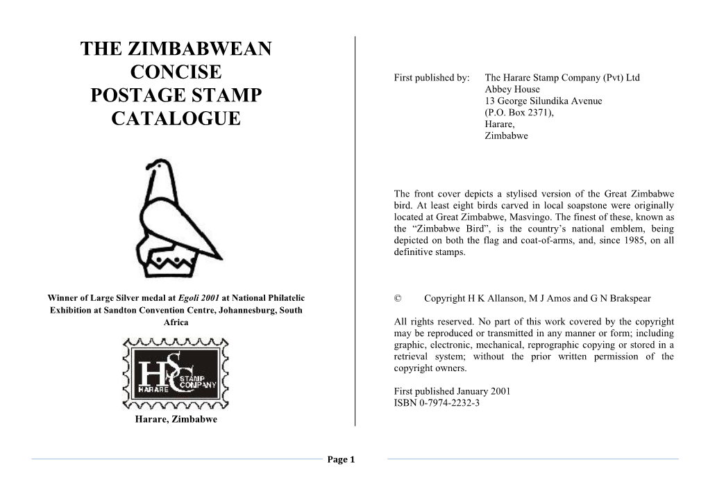 The Zimbabwean Concise Postage Stamp Catalogue