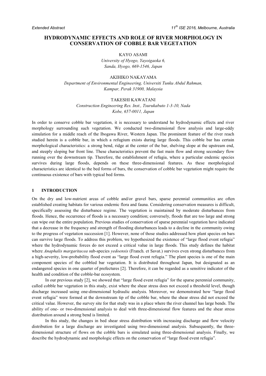 Hydrodynamic Effects and Role of River Morphology in Conservation of Cobble Bar Vegetation