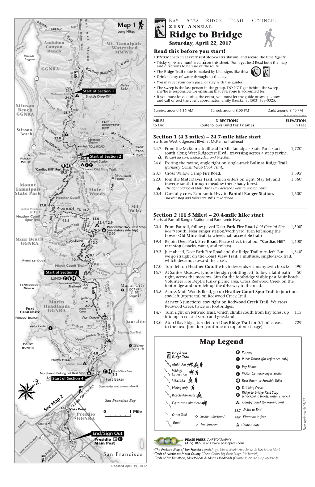 Ridge to Bridge Saturday, April 22, 2017 Read This Before You Start! • Please Check in at Every Rest Stop/Water Station, and Record the Time Legibly