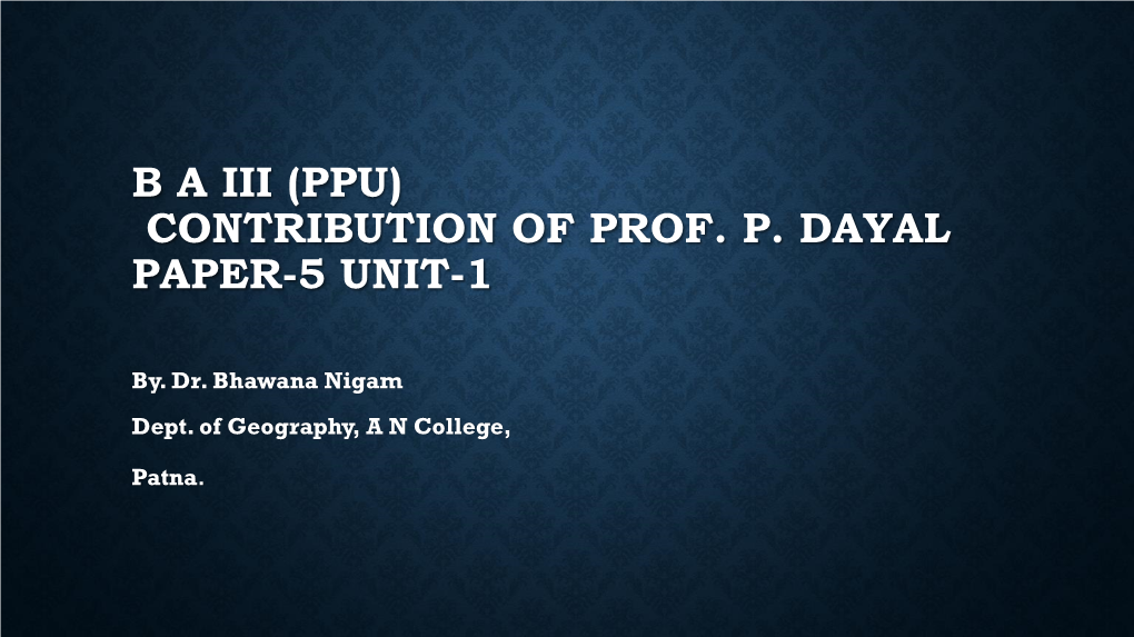 Dayal Paper-5 Unit-1