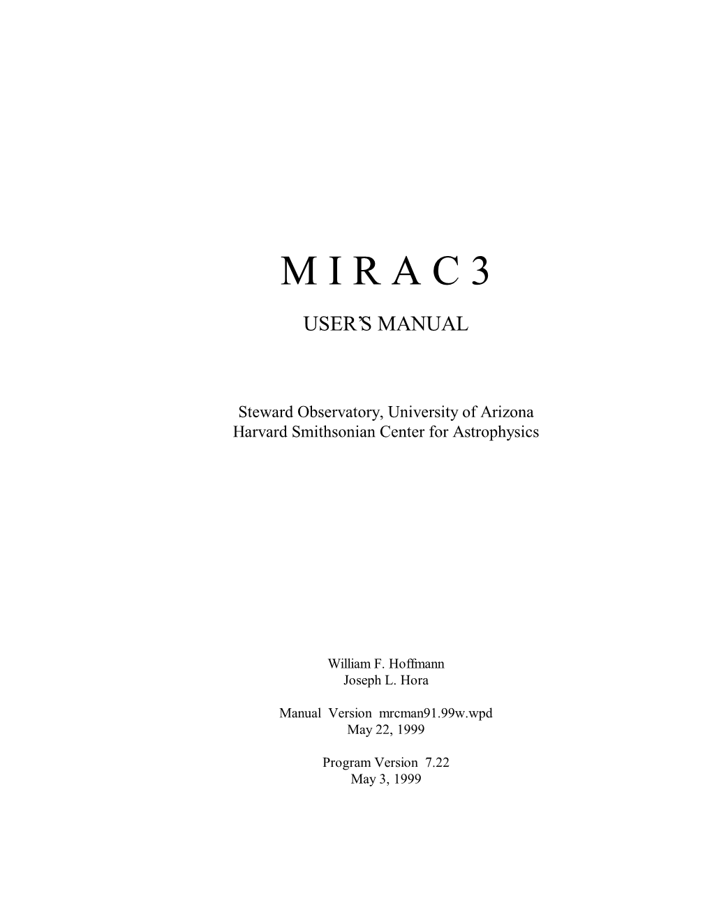 M I R a C 3 User’S Manual