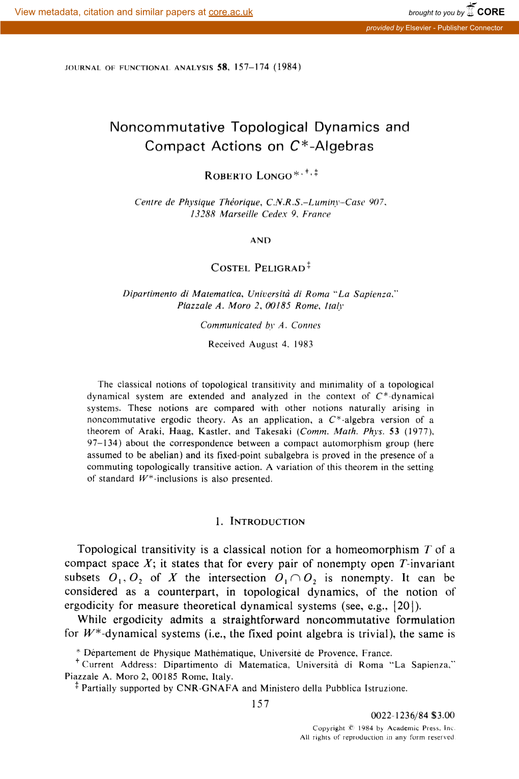 Noncommutative Topological Dynamics and Compact Actions on C*-Algebras