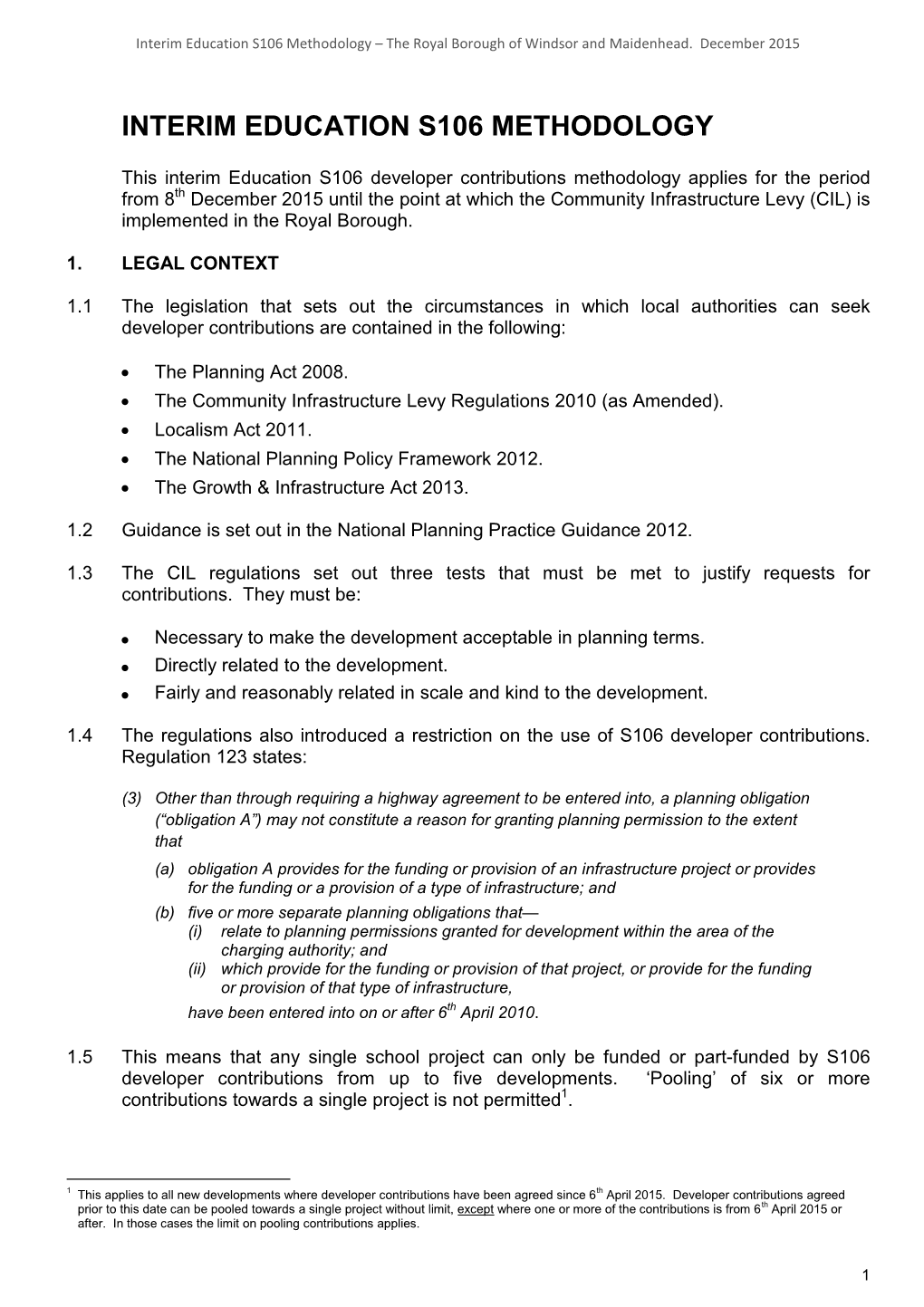 Interim Education Section 106 Policy