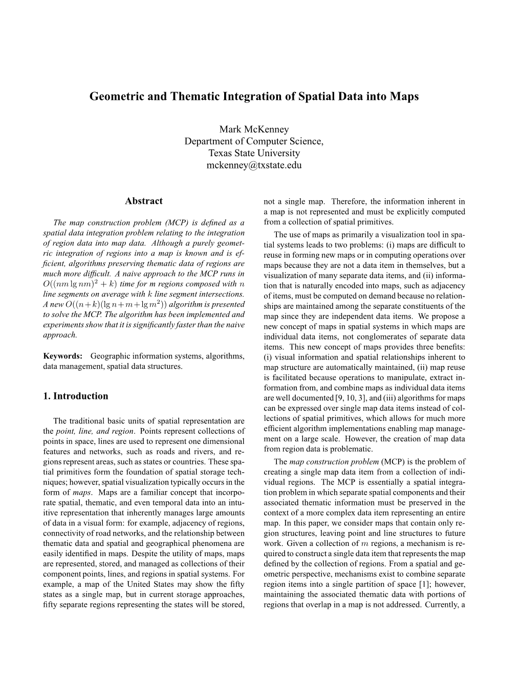 Geometric and Thematic Integration of Spatial Data Into Maps