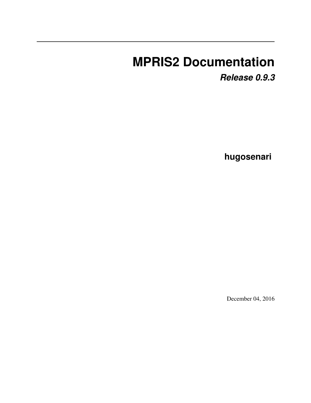 MPRIS2 Documentation Release 0.9.3