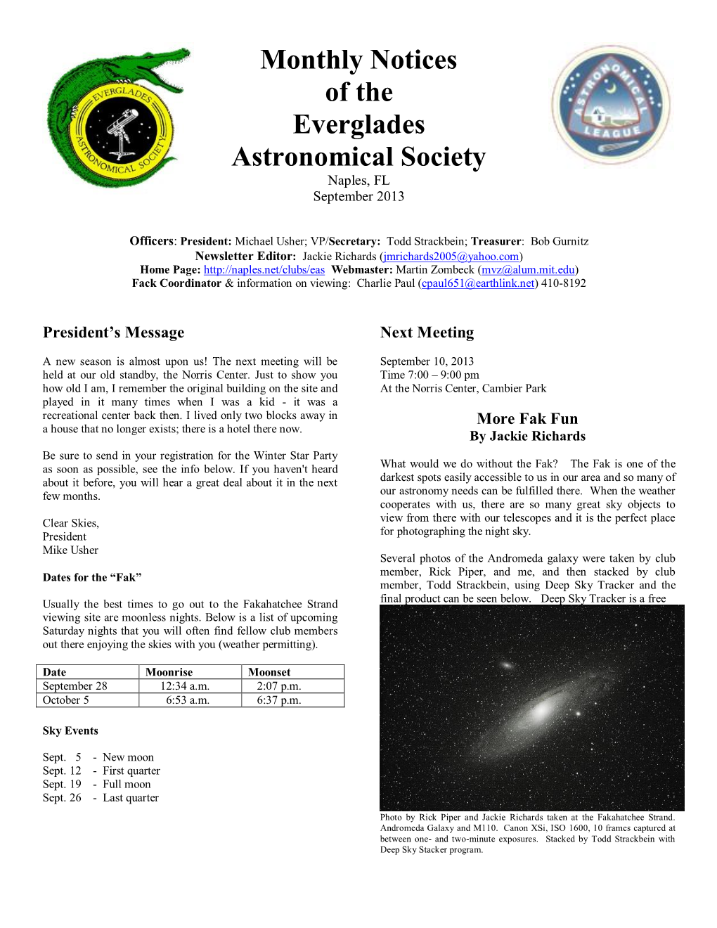 Monthly Notices of the Everglades Astronomical