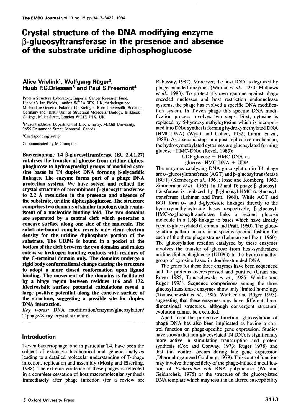 Glucosyltransferase in the Presence and Absence of the Substrate Uridine Diphosphoglucose