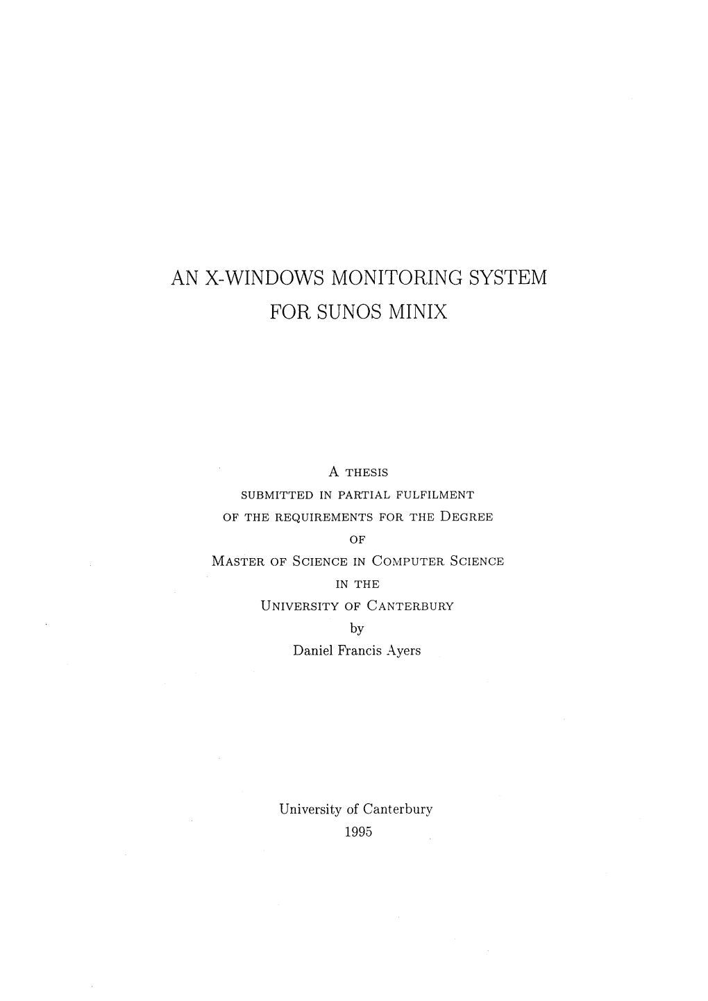 An X-Windows Monitoring System for Sunos Minix