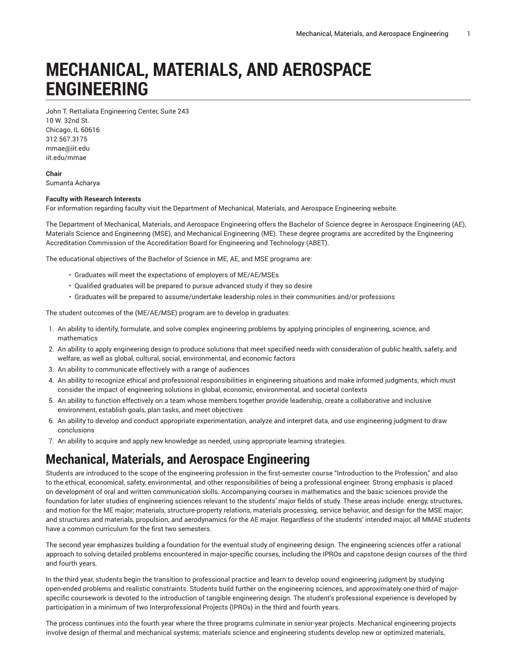 Mechanical, Materials, and Aerospace Engineering 1