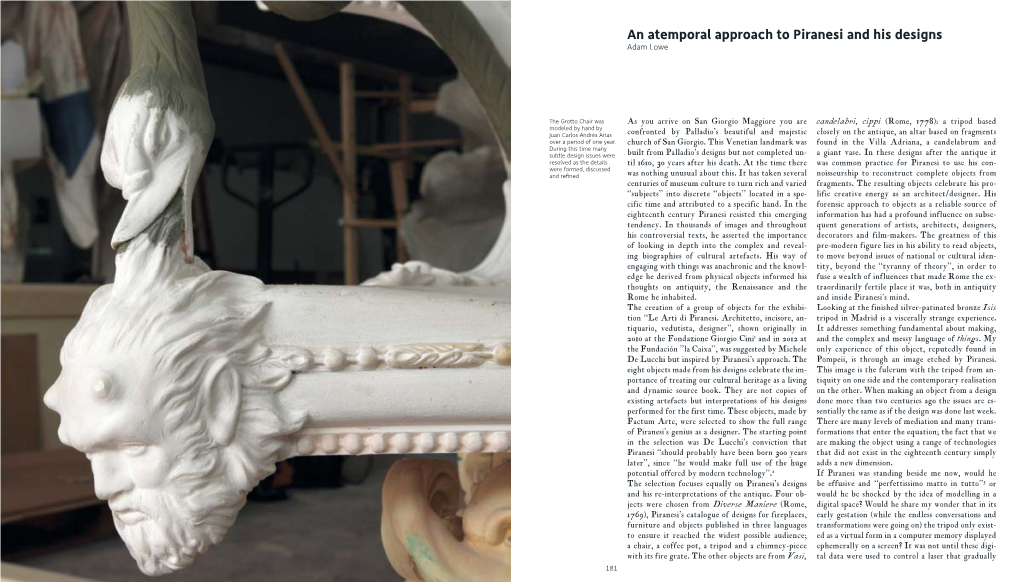 An Atemporal Approach to Piranesi and His Designs Adam Lowe