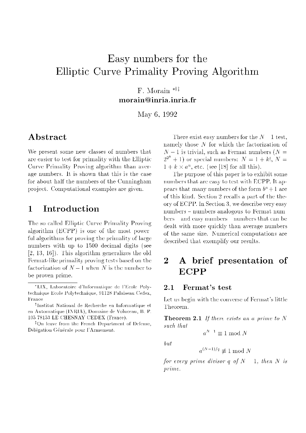 Easy Numbers for the Elliptic Curve Primality Proving Algorithm