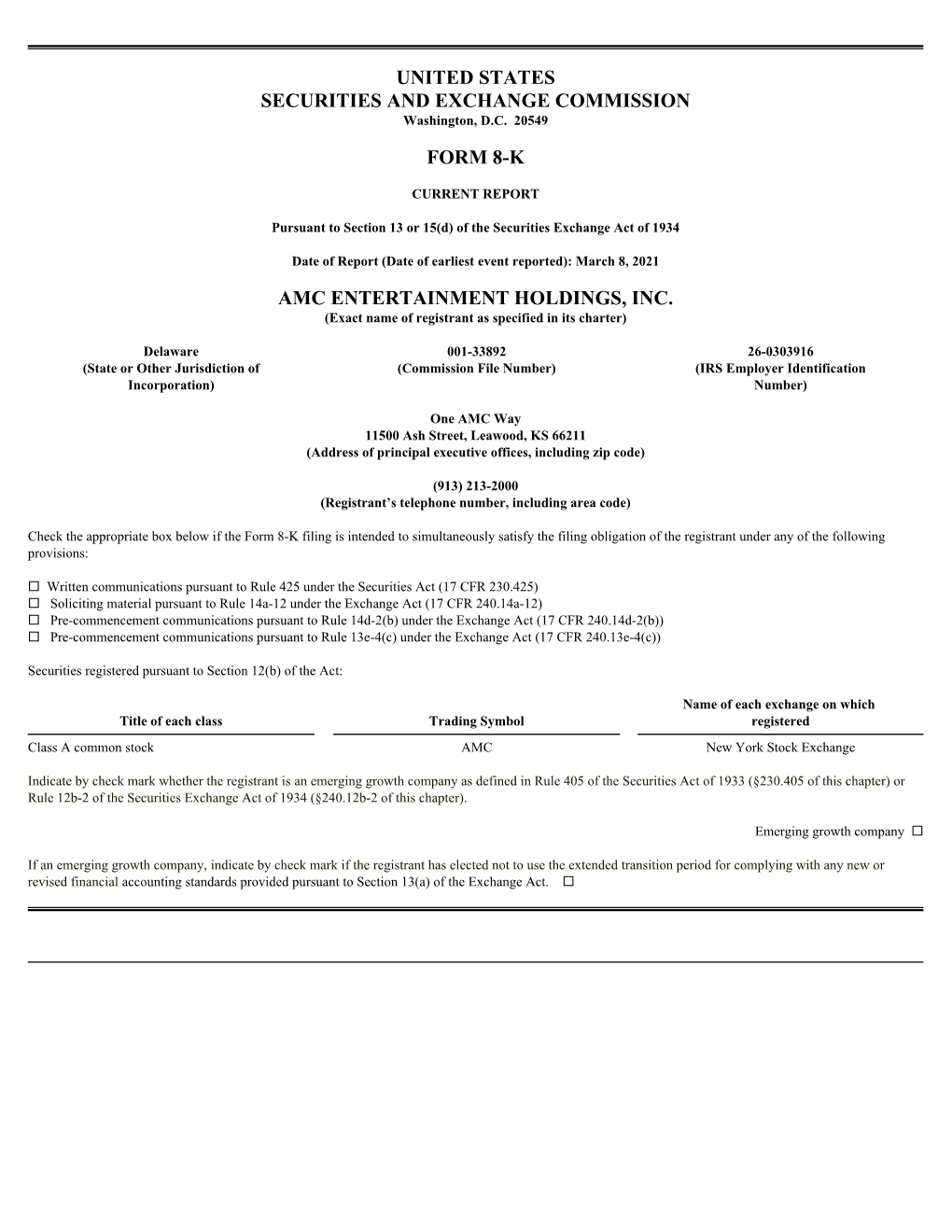 United States Securities and Exchange Commission Form